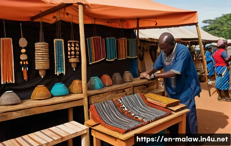 말라위 주요 시장과 전통 장터 - **Prompt:** A vibrant Malawian market scene bustling with activity. In the foreground, a skilled mal...