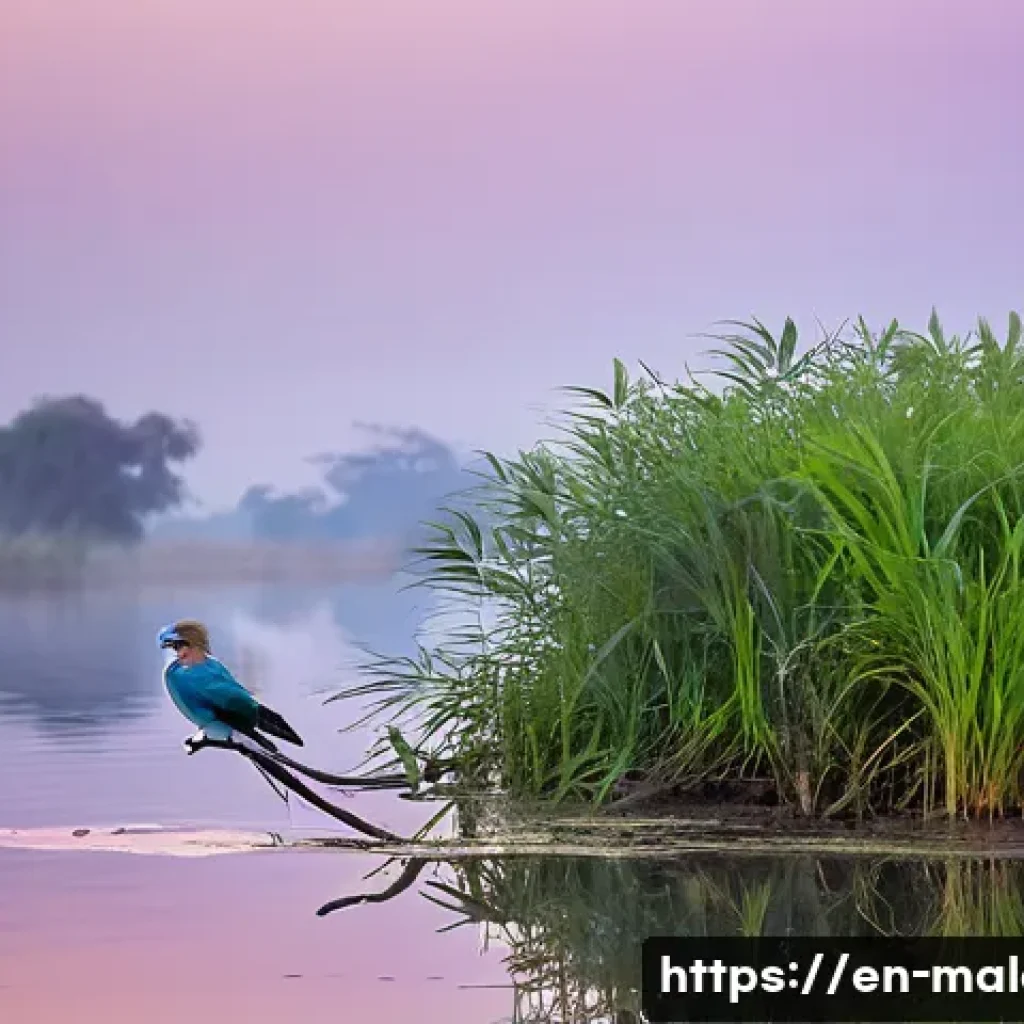 말라위 국립공원 투어 정보 - A serene riverside view at Liwonde National Park during early morning mist, featuring a colorful lil...