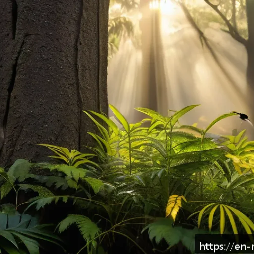 말라위에서 볼 수 있는 희귀 새들 - A detailed, vibrant scene of Malawi’s Miombo woodlands at dawn, featuring tall Brachystegia trees wi...