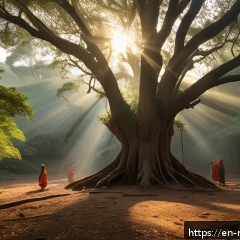 말라위에서 유령 이야기 및 미신 - A mystical Malawian ancestral forest at dusk, dense with towering ancient trees whose leaves softly ...