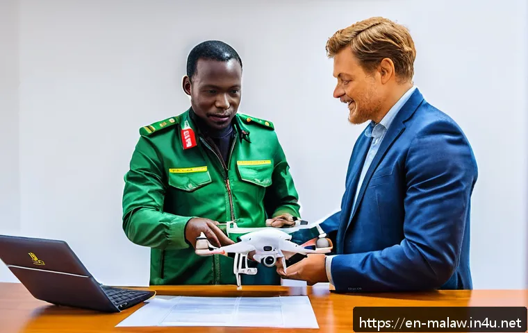 말라위에서 드론 촬영 가능 여부 - A professional drone pilot registering a sleek, modern drone weighing over 250 grams at the Malawi D...